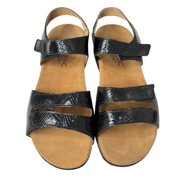 Vionic Valencia Orthaheel Comfort Sandals Size 9 EU 40 Black Croc Embossed - Picture 2 of 15